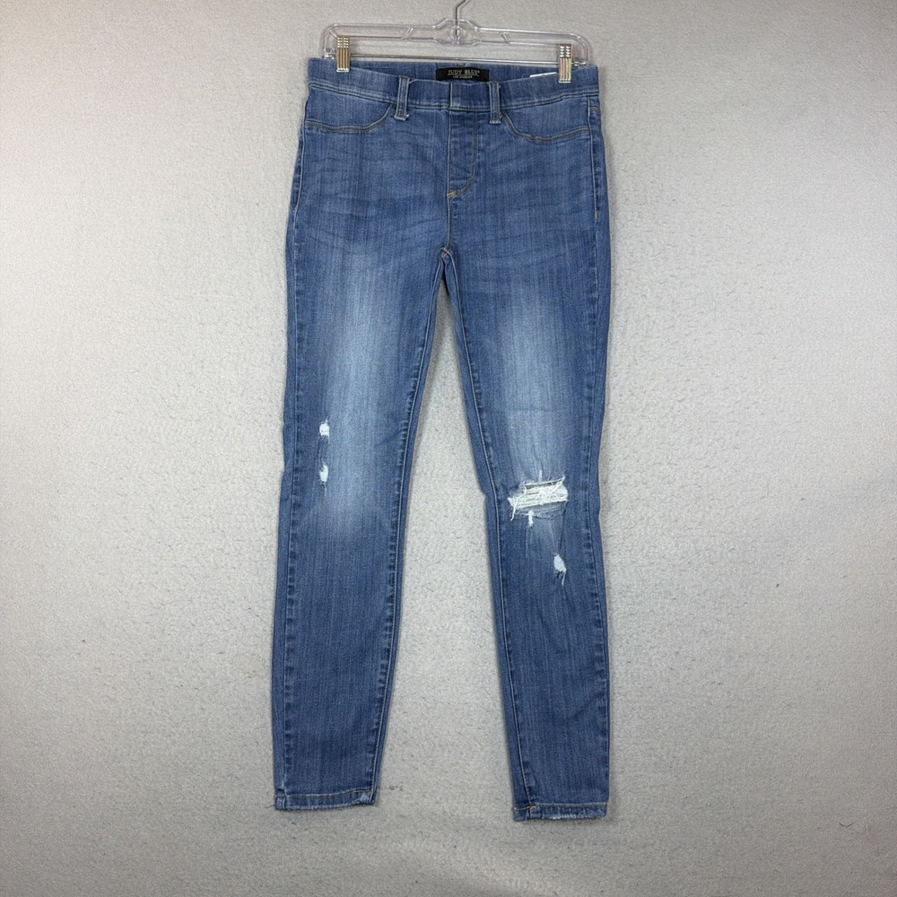 Judy Blue Skinny Fit Distressed Pull On Jeans Medium Wash Size 9/29  Stretch